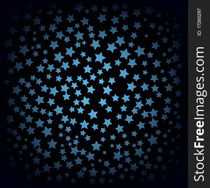 Abstract background with blue stars on black