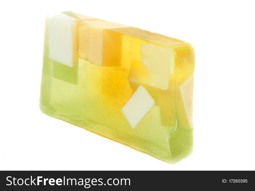 Apple transparent fruit soap isolated on white background