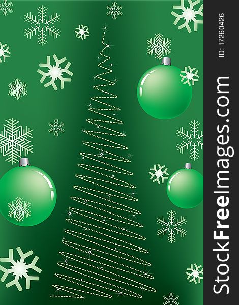 Vector Christmas background with a Christmas tree, balls, snowflakes. Vector Christmas background with a Christmas tree, balls, snowflakes.