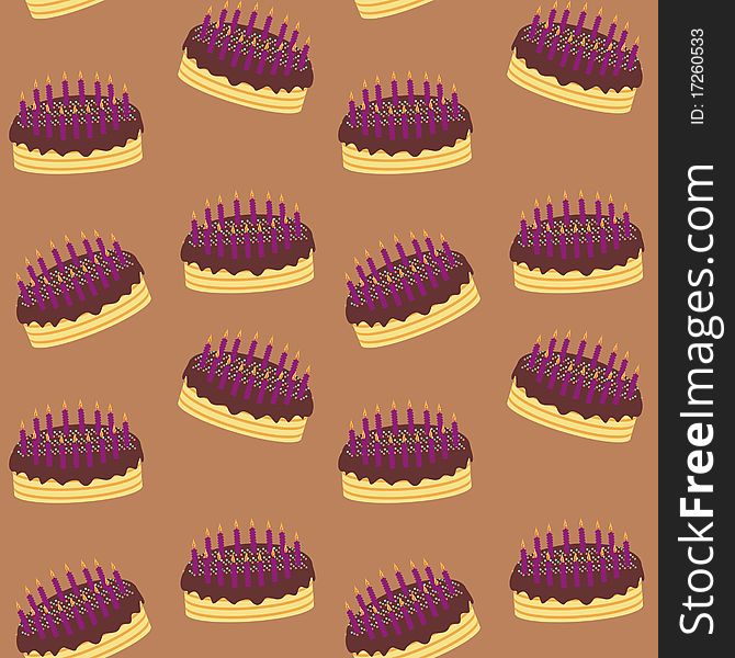 Seamless background with cakes with candles