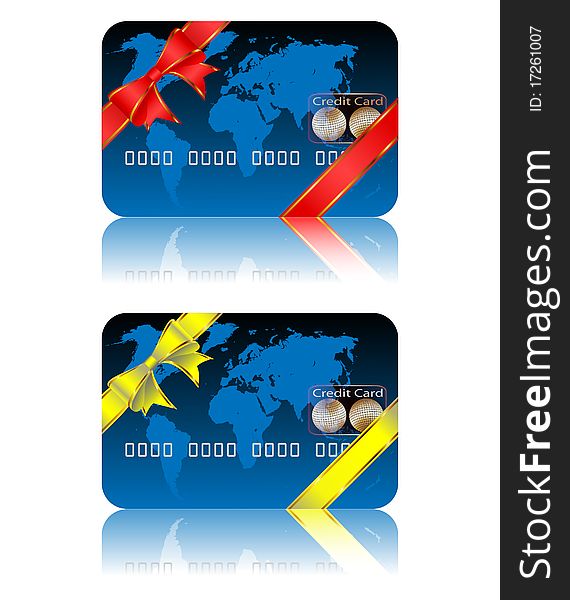 Illustration of credit card on a white background. Vector.