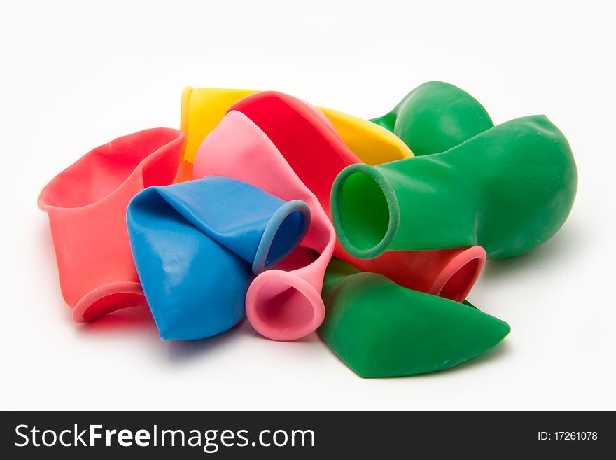 Closeup of a pile of deflated balloons