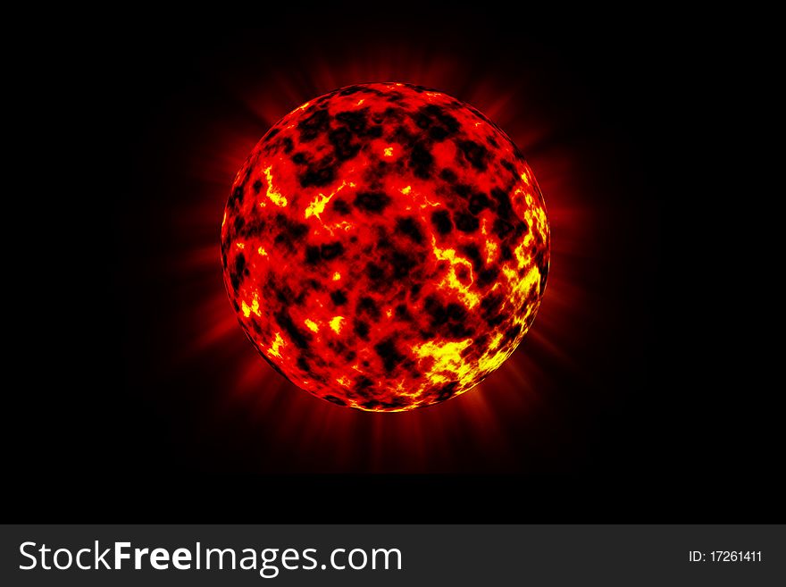 Hot sun in the space