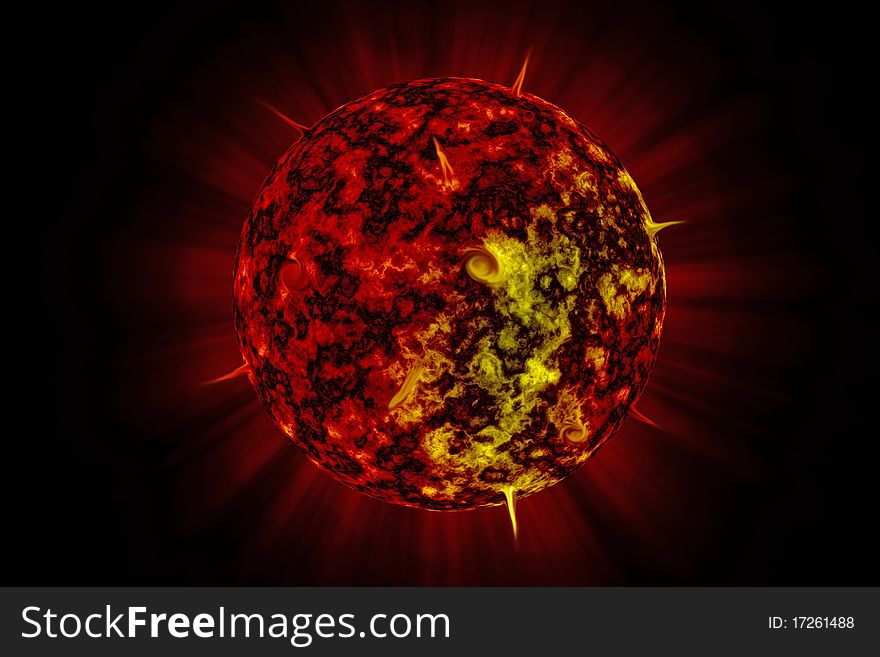 Hot sun in the space