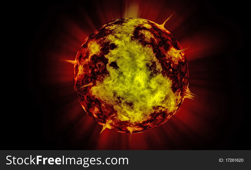 Hot sun in the space