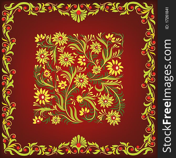 Abstract Brown Background With Floral Ornament
