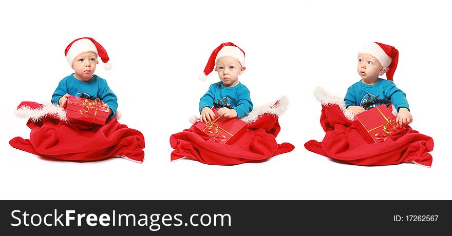 Three little gnomes isolated on white. Three little gnomes isolated on white