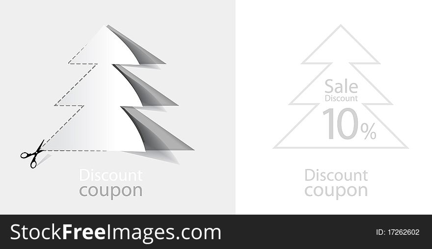 Advertising christmas coupons. Silhouette of tree. Advertising christmas coupons. Silhouette of tree