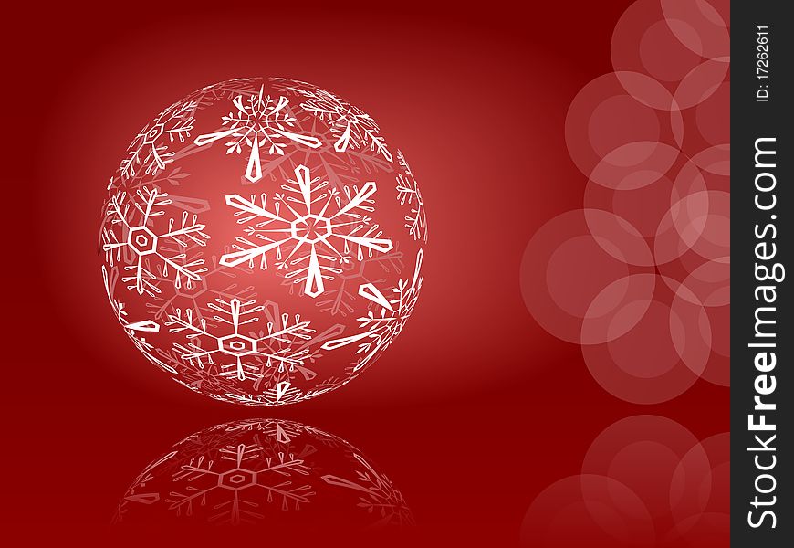 Red shiny snowflakes ball illustration