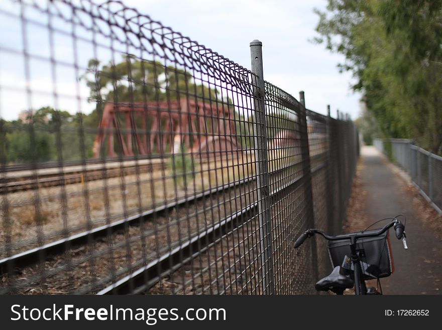 Bicycle Next To Rail Track