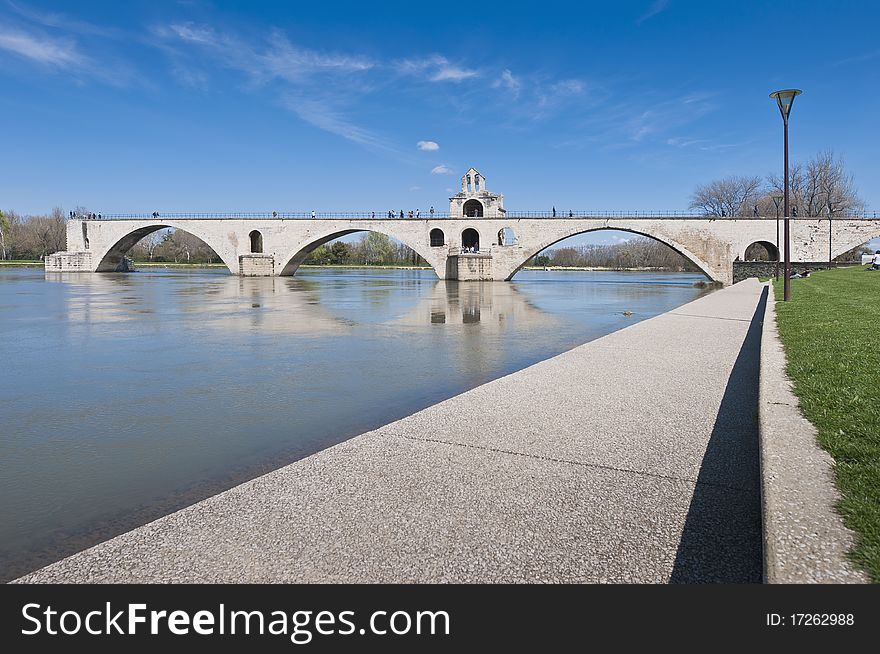 Avignon bridge across the Rhone river, France. Avignon bridge across the Rhone river, France