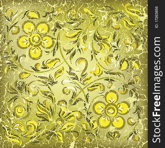 Abstract Gold Background With Floral Ornament