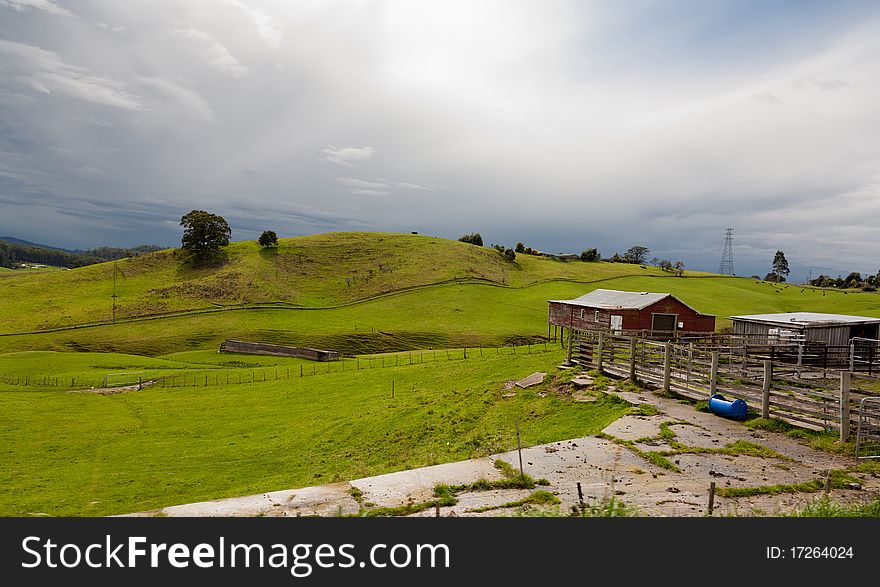 Scenic view of an old farm in Tasmania, Australia. Scenic view of an old farm in Tasmania, Australia.