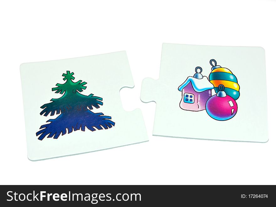 Winter holidays puzzle - Christmas tree ans figurines