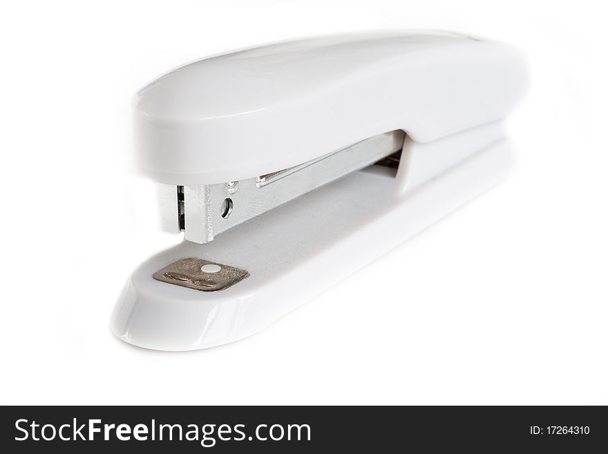 Silver stapler isolated on a white background
