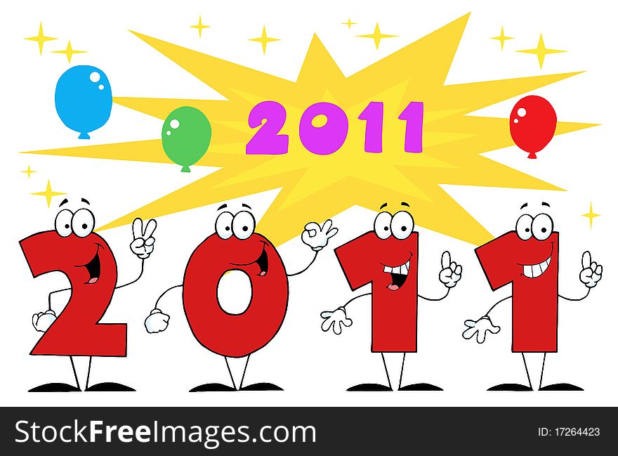 2011 Year cartoon character numbers symbols. 2011 Year cartoon character numbers symbols
