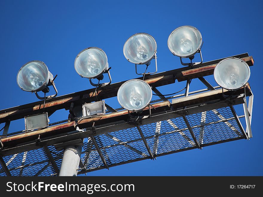 Lighting in the sports arena for illuminating events in the evening.