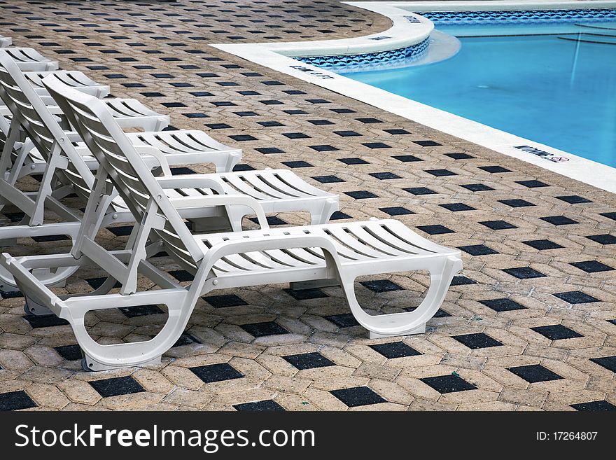 Deckchair by the pool in the hotel