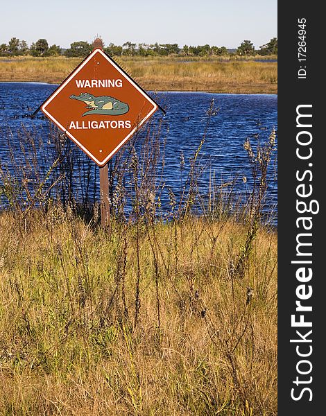 Aligators! - warning sign. Seen in St. Marks National Wildlife Refuge.