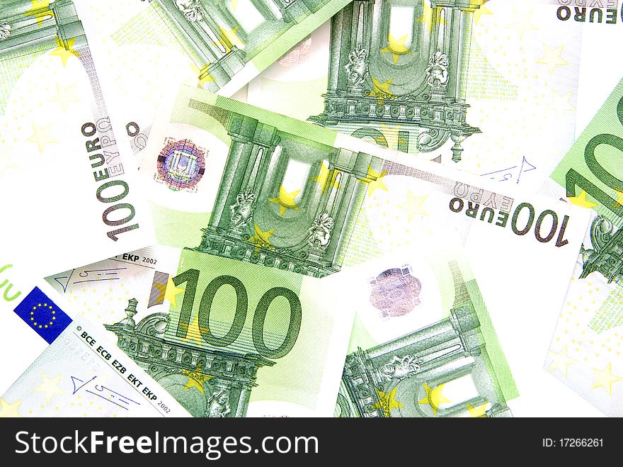 Finance background with stack of european banknotes