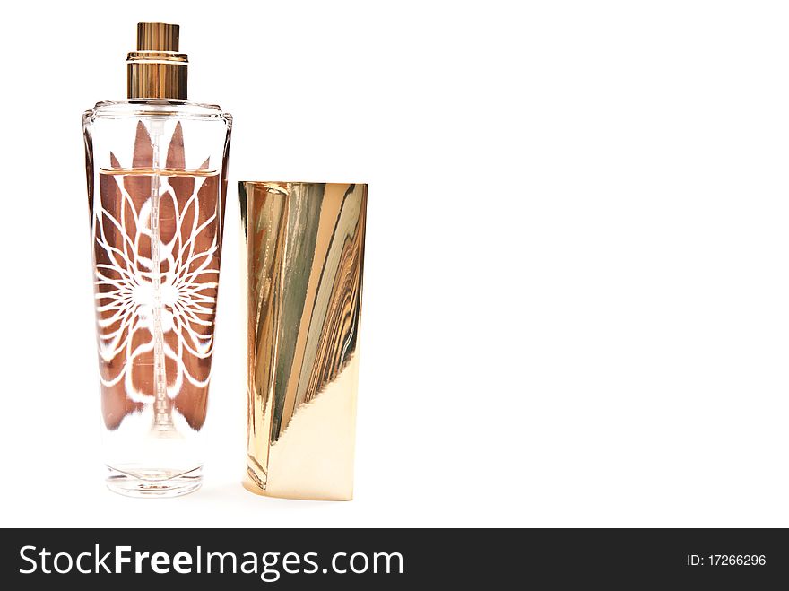 Perfume bottle over white background