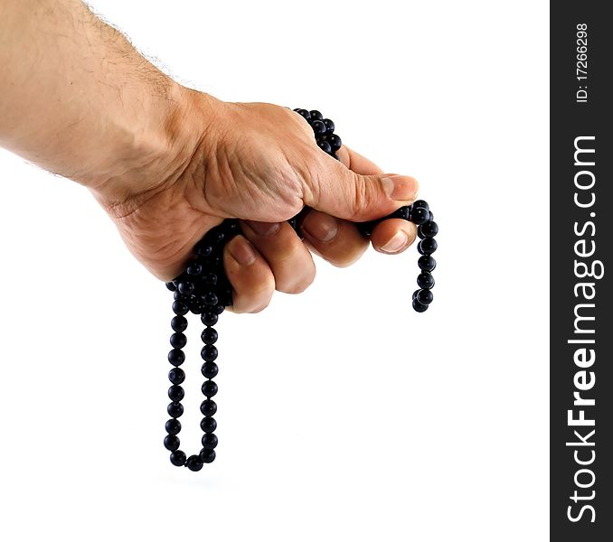 A Hand praying in a white background