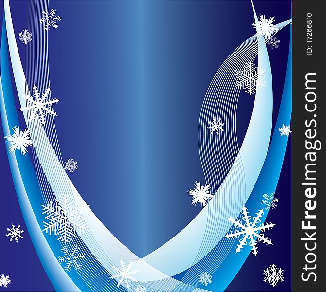 Winter abstract background with snowflakes and ribbons. Winter abstract background with snowflakes and ribbons.