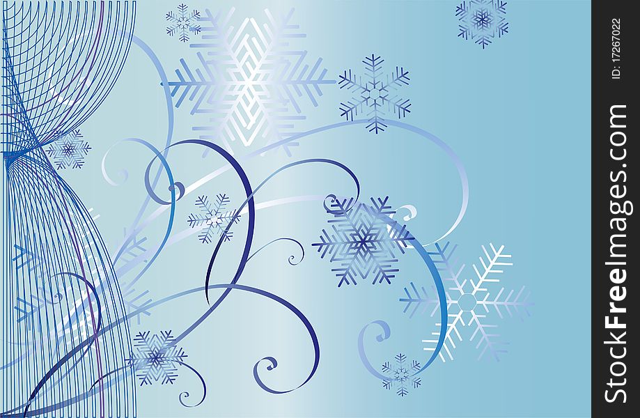 Abstract blue winter background with snowflakes. Abstract blue winter background with snowflakes