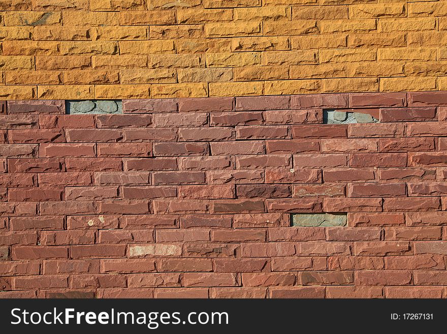 Closeup of colorful Modern Brick Wall texture