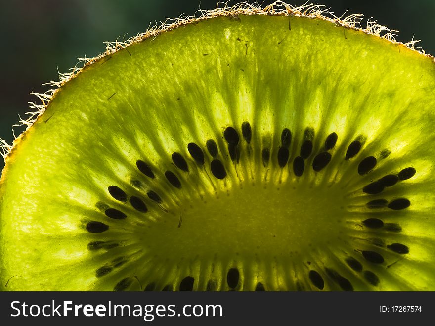 The sun light in the kiwi fruit