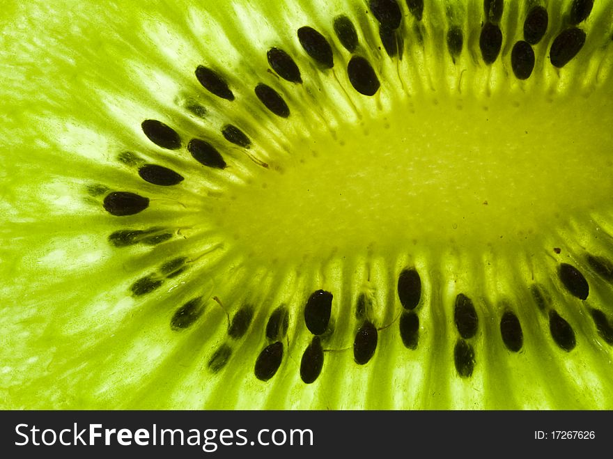 The sun light in the kiwi fruit. The sun light in the kiwi fruit