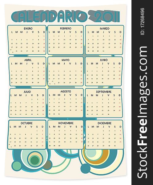 Retro vector calendar 2011 ideal for printing. Retro vector calendar 2011 ideal for printing