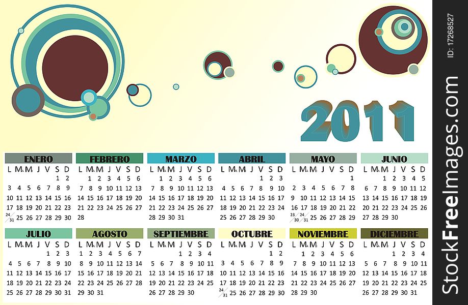 Retro vector calendar 2011 ideal for printing. Retro vector calendar 2011 ideal for printing