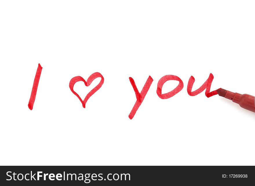 Drawing i love you isolated on white