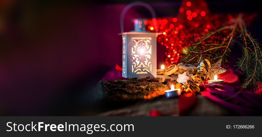 Christmas Cards Background Concepts with Candles and copy space