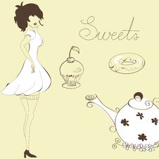 Woman With Sweets Royalty Free Stock Photo Woman With Sweets Royalty Free Stock Photo