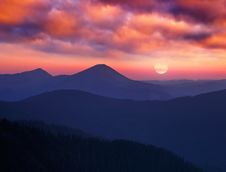 Landscape With A Dawn In Mountains Royalty Free Stock Image