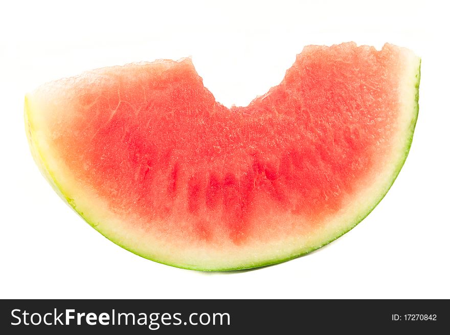 Ripe and juicy water melon slice isolated on white background. Ripe and juicy water melon slice isolated on white background