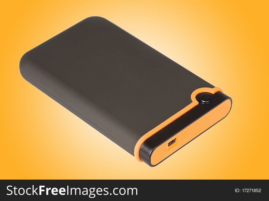 External Hard Drive on orange background