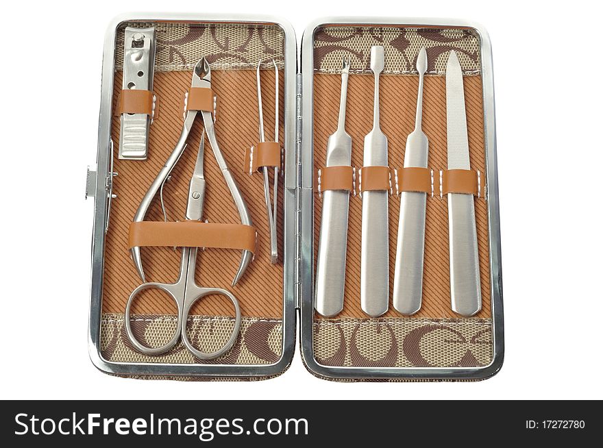 Steel manicure tools isolated with clipping path. Steel manicure tools isolated with clipping path