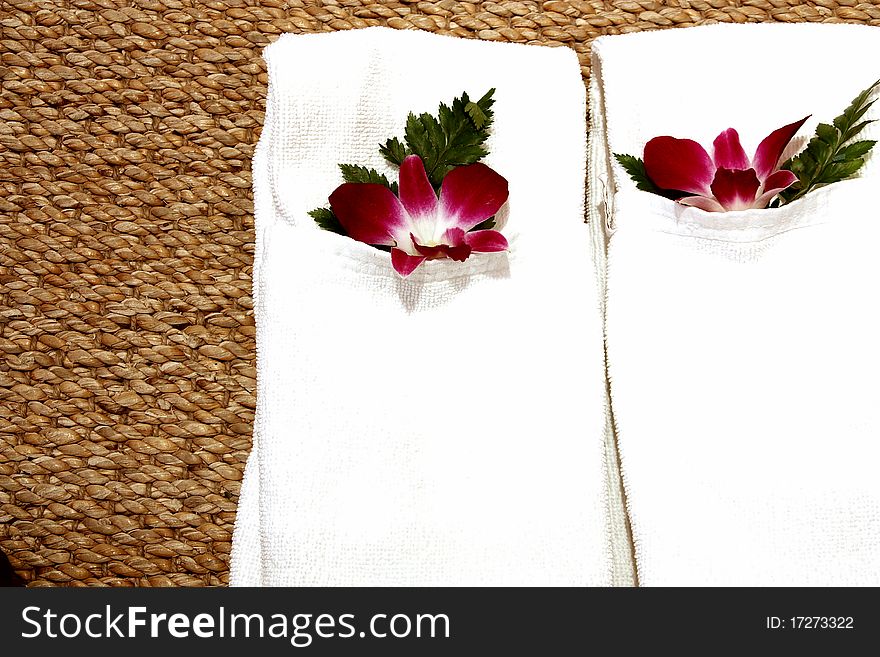 A towel decorated orchid flower.