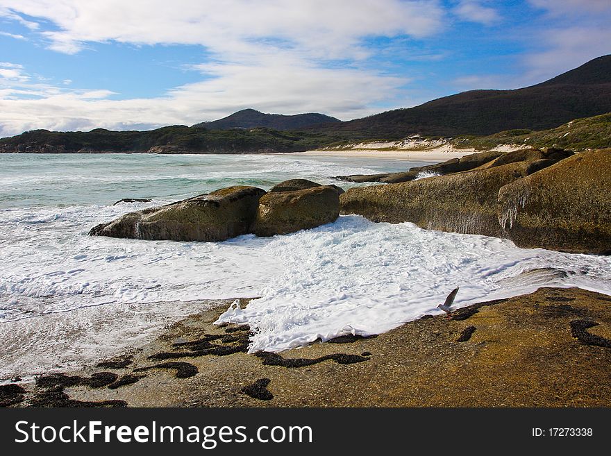 Norman bay in wilson's prom, in australia.