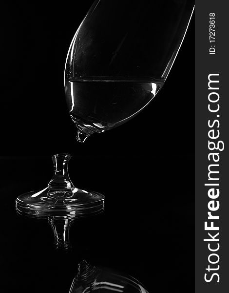Photo shadow wine Glass in dark. Photo shadow wine Glass in dark