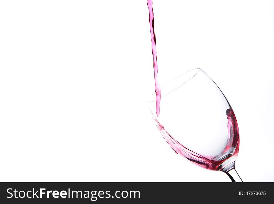 Full glass of red wine, isolated on white background