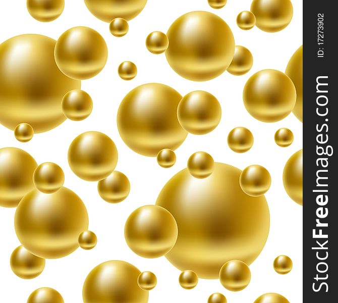 Vector realistic golden balls seamless background.