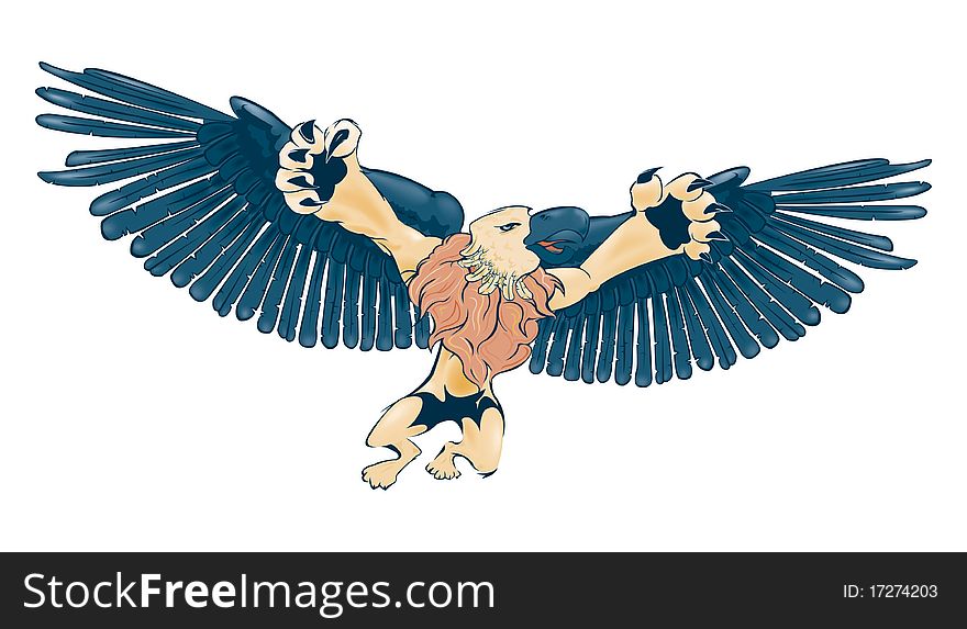 An Illustration of a flying Griffon