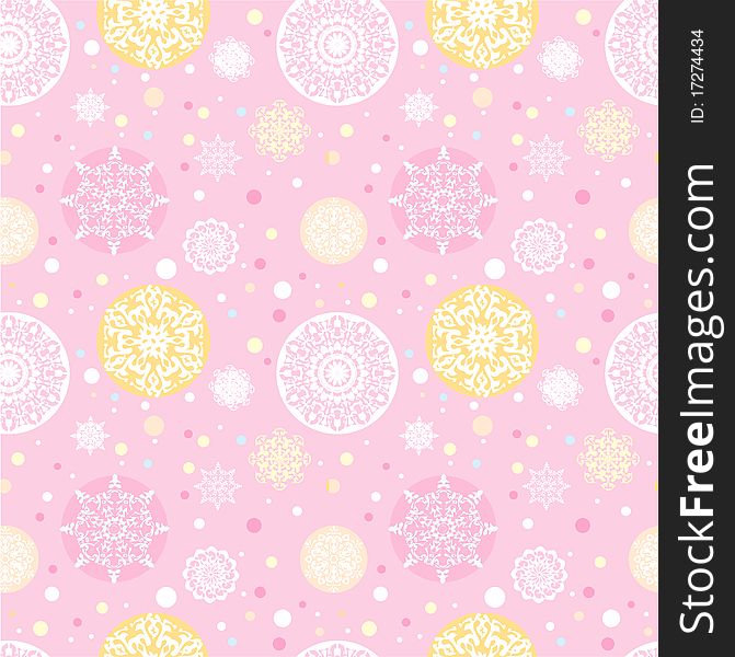 Pink seamless ornamental background with snowflakes for scrap-booking and design. Pink seamless ornamental background with snowflakes for scrap-booking and design