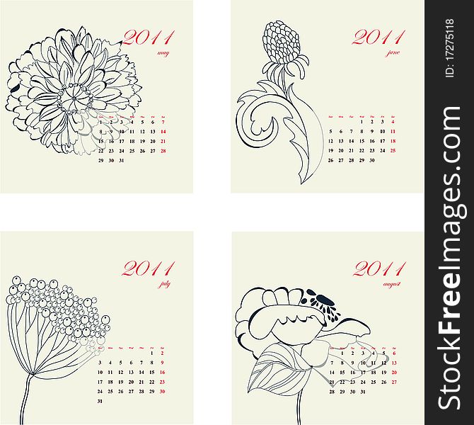 Calendar With Flowers For 2011