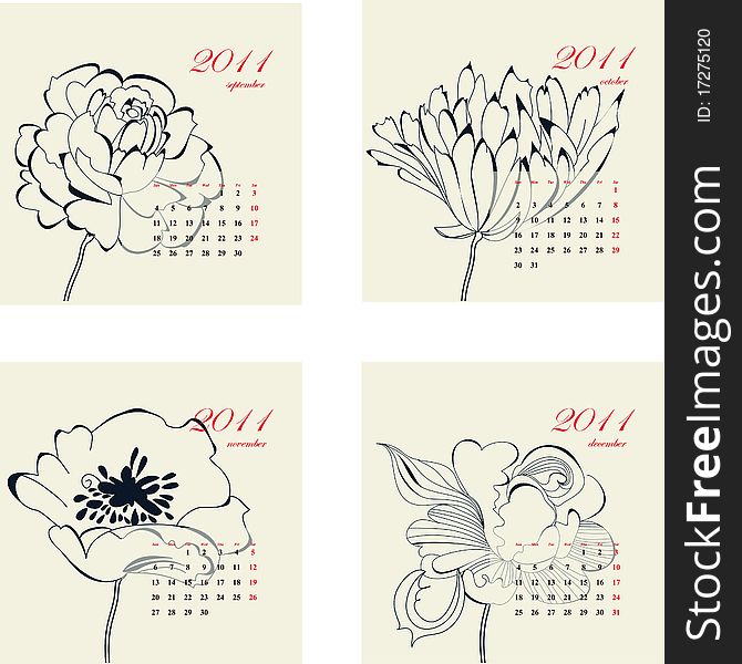Calendar with flowers for 2011 Part 1