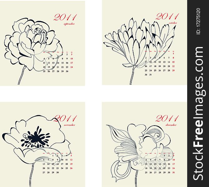 Calendar with flowers for 2011